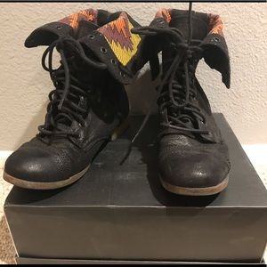 Black combat boots